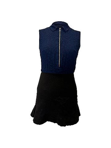 Sandro Sandro Colorblock Pattern Mini Dress in Blue Viscose (view 1)