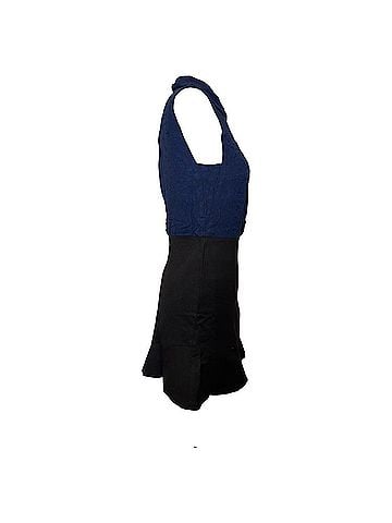 Sandro Sandro Colorblock Pattern Mini Dress in Blue Viscose (view 2)