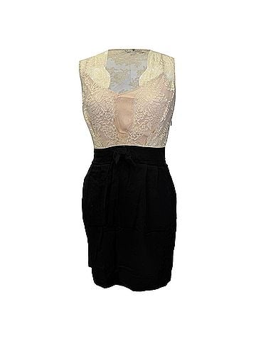 Sandro Sandro Lace Detail Mini Dress in White Viscose (view 1)