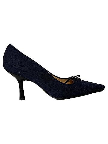 Chanel Chanel Bow Detail CC Pumps in Navy Blue Cotton (view 1)