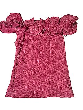 Maeve Textured One-Shoulder Ruffle Knit Short Sleeve T-Shirt (view 2)