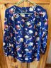 Apt. 9 100% Polyester Floral Blue Long Sleeve Blouse Size L - photo 5