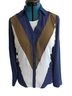 Express 100% Polyester Blue Green Ivory Long Sleeve Blouse Size M - photo 1