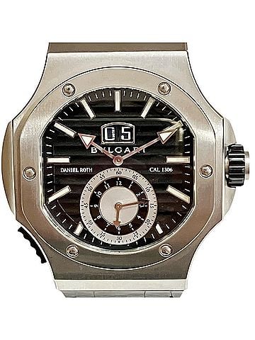 Bvlgari Bulgari Daniel Roth Chronosprint Watch, Total Weight 147.3g, Stainless Steel, Genuine Leather Strap, Quartz Movement, Black Dial, BRE56BSLDCHS (view 1)