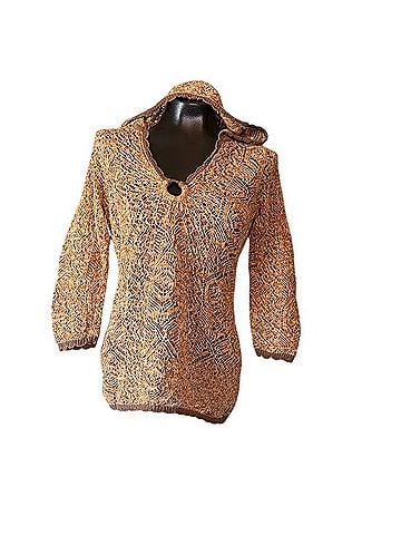 DKNY V-Neck Hooded Sweater 3/4 Sleeve Blouse (view 1)
