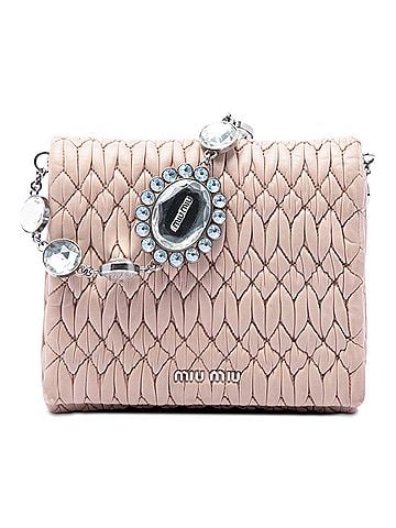 Miu Miu Matelasse Nappa Crystal Chain Satchel (view 1)