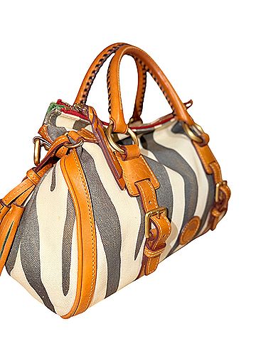 Dooney & Bourke Zebra Canvas/ Leather Satchel (view 2)