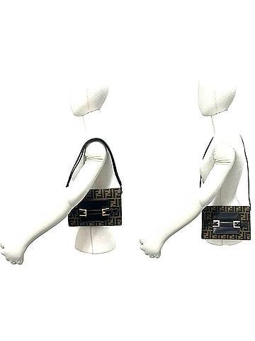 Fendi FENDI Vintage Zucca FF Logo Pattern Canvas Leather Semi One Shoulder Bag Brown 21844 (view 2)