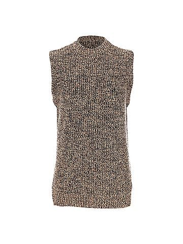 Ganni Ganni Mock neck Sleeveless Vest Sweater in Brown Merino Wool (view 1)