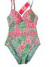 Lilly Pulitzer Floral Pink Blue One Piece Swimsuit Size 2 - photo 1