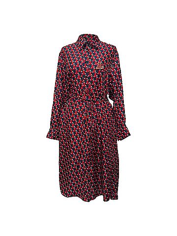 Lanvin Lanvin Embellished Printed Midi Shirt Dress in Multicolor Silk (view 1)