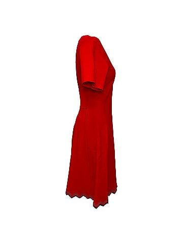 Proenza Schouler Proenza Schouler Zig-Zag Hem Mini Flared Dress in Red Viscose (view 2)