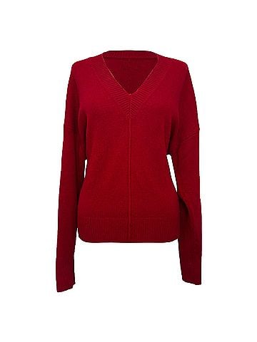 Isabel Marant Isabel Marant Amy Knitted V-Neck Sweater in Red Cashmere (view 1)