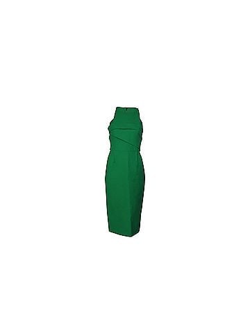 RM by Roland Mouret Roland Mouret Abserley Waffle Sleeveless Midi Dress in Green Cotton (view 1)