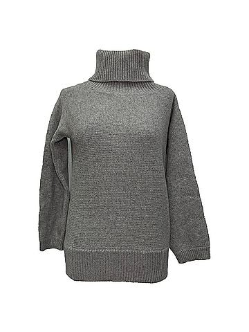 Joseph Joseph Knitted Rolled Neck Sweater in Grey Wool (view 1)