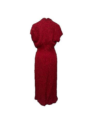 Dries Van Noten Dries Van Noten Cloqué Wrap-Effect Midi Dress in Burgundy Viscose (view 2)