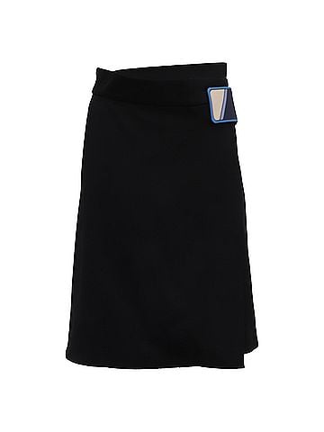 Prada Prada Rubber-Patch Accent Midi Skirt in Black Cotton (view 1)