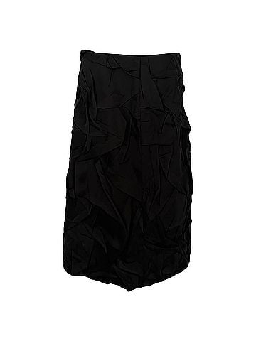 Dries Van Noten Dries Van Noten Crinkled Effect Midi Skirt in Black Polyester (view 1)