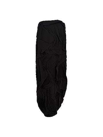 Dries Van Noten Dries Van Noten Crinkled Effect Midi Skirt in Black Polyester (view 2)