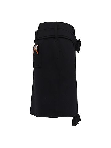 Prada Prada Belted Ruffle-Accent Mini Skirt in Black Polyester (view 2)