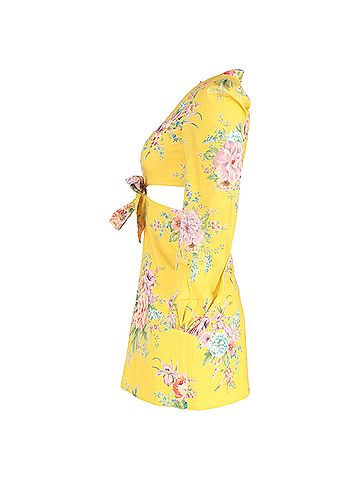 Zimmermann Zimmermann Zinnia Floral Mini Dress in Yellow Linen (view 2)