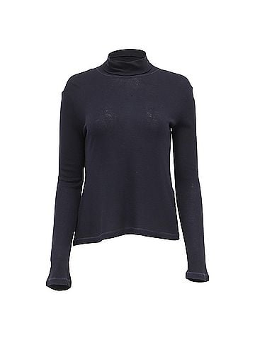 Totême Totême Turtle Neck Pullover Sweater in Navy Blue Viscose (view 1)