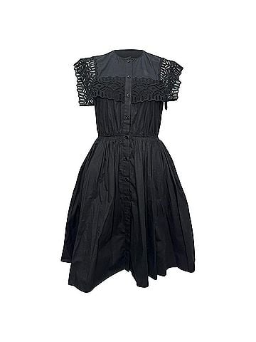 Sandro Sandro Lidwine Lace Trim Dress in Black Cotton (view 1)