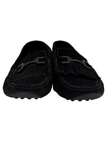 Tod's Tod's Fringed Gommino Driving Loafers in Black Suede (view 2)