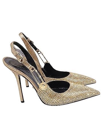 Versace Versace Safety Pin Embellished Pumps in Gold Crystal (view 1)
