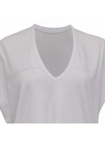 Dries Van Noten Dries Van Noten V-Neck Loose T-Shirt in White Cotton (view 2)