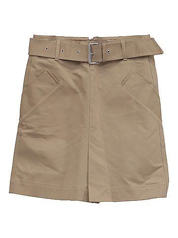 Totême Totême Belted Mini A-Line Skirt in Beige Cotton (view 1)