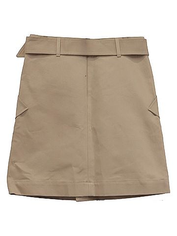 Totême Totême Belted Mini A-Line Skirt in Beige Cotton (view 2)