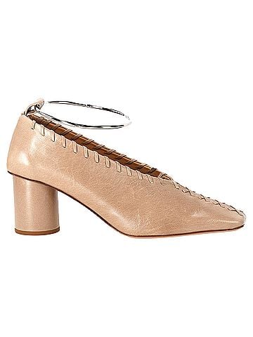 Jil Sander Jil Sander Ballet Pumps in Nude Leather (view 1)