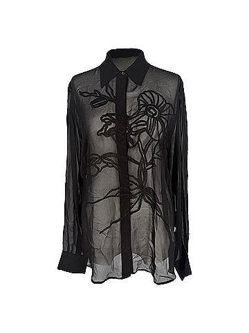 Dries Van Noten Dries Van Noten Embroidered Sheer Blouse in Black Viscose (view 1)