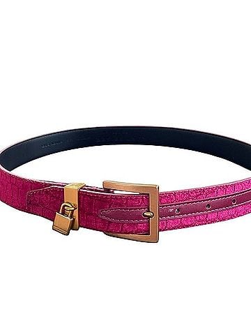 Kurt Geiger Croc-Embossed Velvet Padlock Belt Belt (view 2)