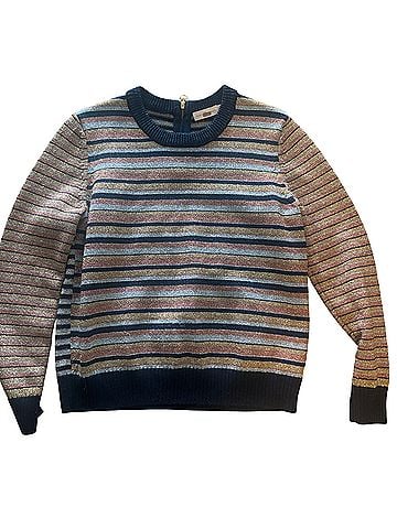 Tory Burch Lurex Stripe Sweater Pullover Sweater (view 1)