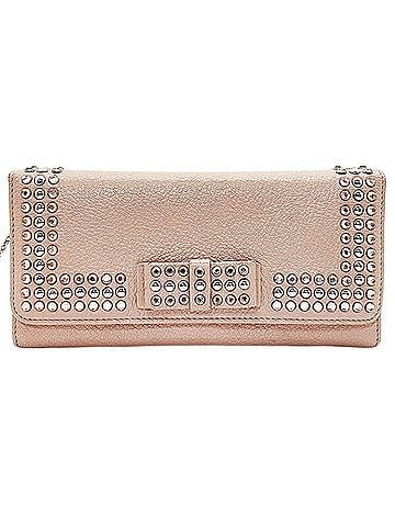 Miu Miu Miu Miu Miu Bijou Studded Ribbon Bi-fold Long Wallet, Leather, Beige Pink (view 2)