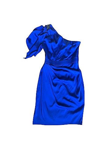 Aqua Vibrant Blue One-Shoulder Dress Cocktail Dress (view 1)