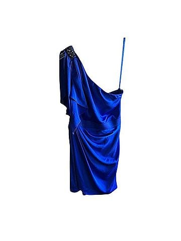 Aqua Vibrant Blue One-Shoulder Dress Cocktail Dress (view 2)