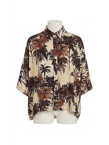 Lenny Niemeyer Corumbau Over Sized Button Up Short Sleeve Shirt in Black And Brown (view 1)