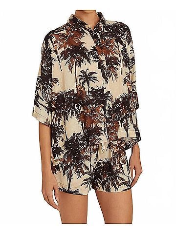 Lenny Niemeyer Corumbau Over Sized Button Up Short Sleeve Shirt in Black And Brown (view 2)