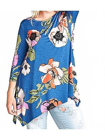 Oddi Women'sfloral Swing Top in Blue (view 2)