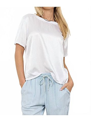 LA Made Ocean Side Silky Tee in White (view 2)