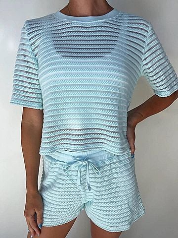 LA Made Nights In The City Stripe Tee in Mint (view 2)
