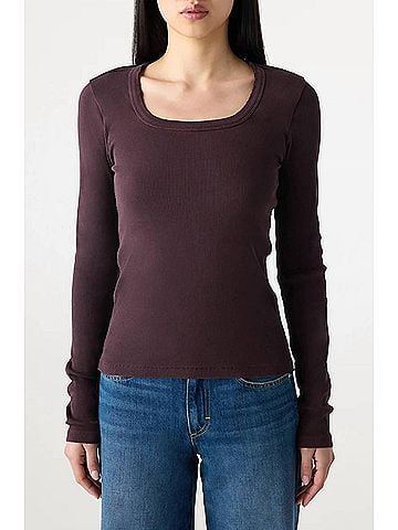 AMO Angelina Long Sleeve Top in Aubergine (view 2)