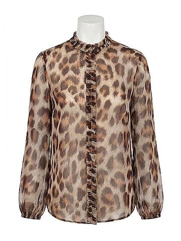 Luisa Cerano Animal Print Silk Blouse in Multi (view 1)