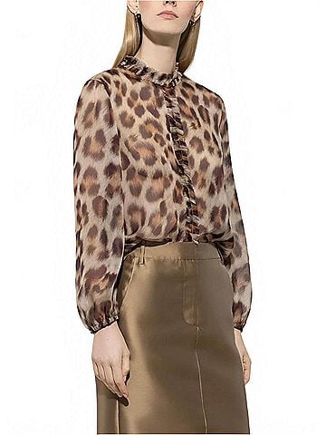 Luisa Cerano Animal Print Silk Blouse in Multi (view 2)
