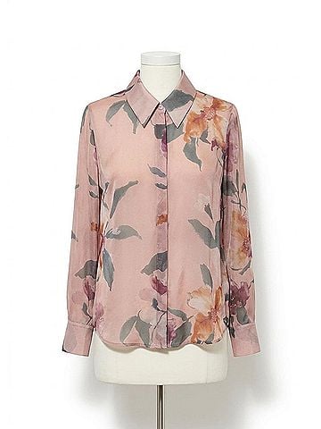 Luisa Cerano Flower Print Silk Blouse in Multicolor (view 1)