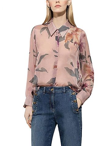 Luisa Cerano Flower Print Silk Blouse in Multicolor (view 2)