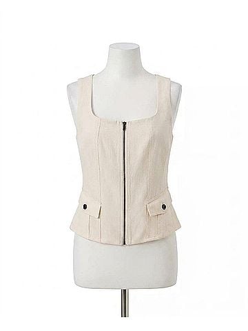 DKNY Weathered Zip-Up Vest in Coconut (view 1)